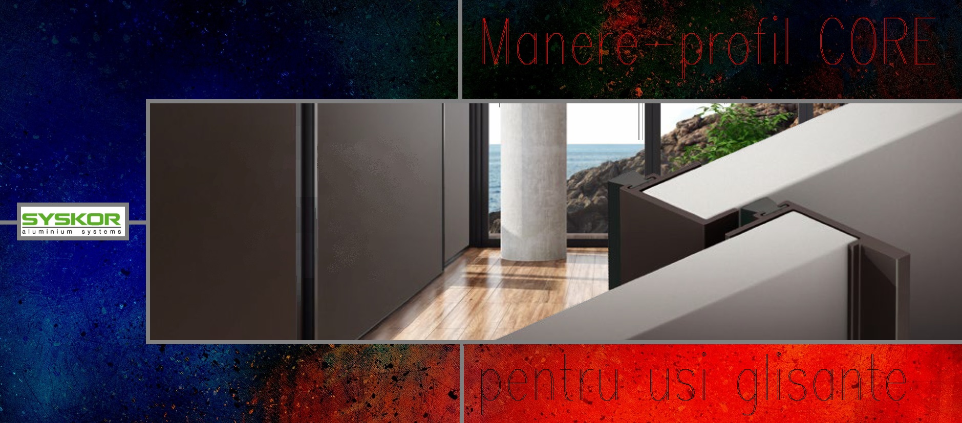 Maner - profil CORE pentru usi culisante mobila, aluminiu vopsit negru mat, Protege Parol, baner 2